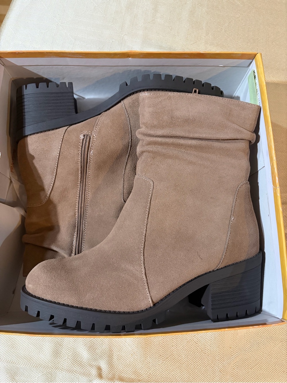 Bella Vita Suede Slouch Ankle Boots in Taupe